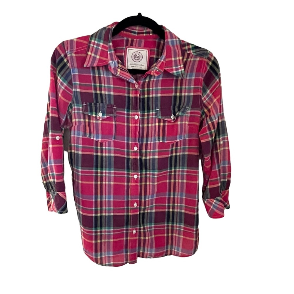 SO The Perfect Shirt - Cotton - Pink & Purple Plaid - L